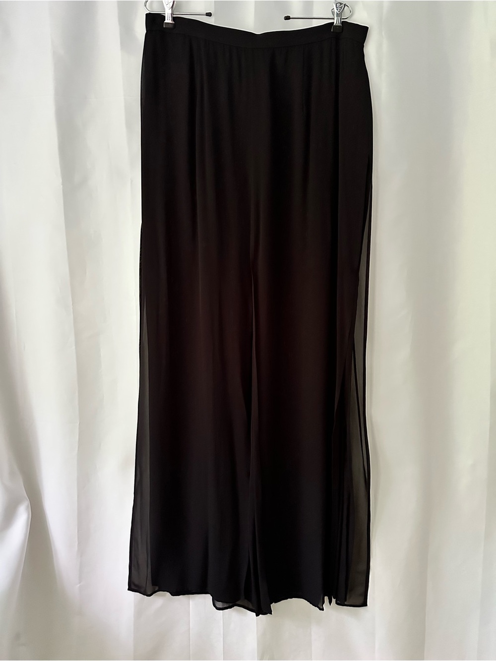 Tadashi Shoji Seaton Chiffon Panel Black Wide Leg Palazzo Pants Elegant
